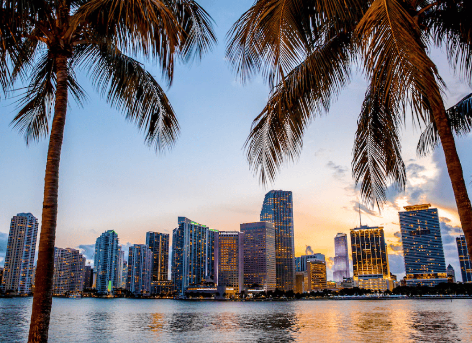 The Miami skyline along Biscayne Bay.